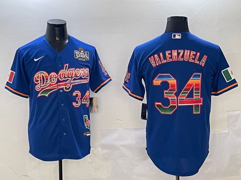 Men Los Angeles Dodgers #34 Valenzuela Blue Fashion Game 2025 Nike MLB Jersey style 3124->los angeles dodgers->MLB Jersey
